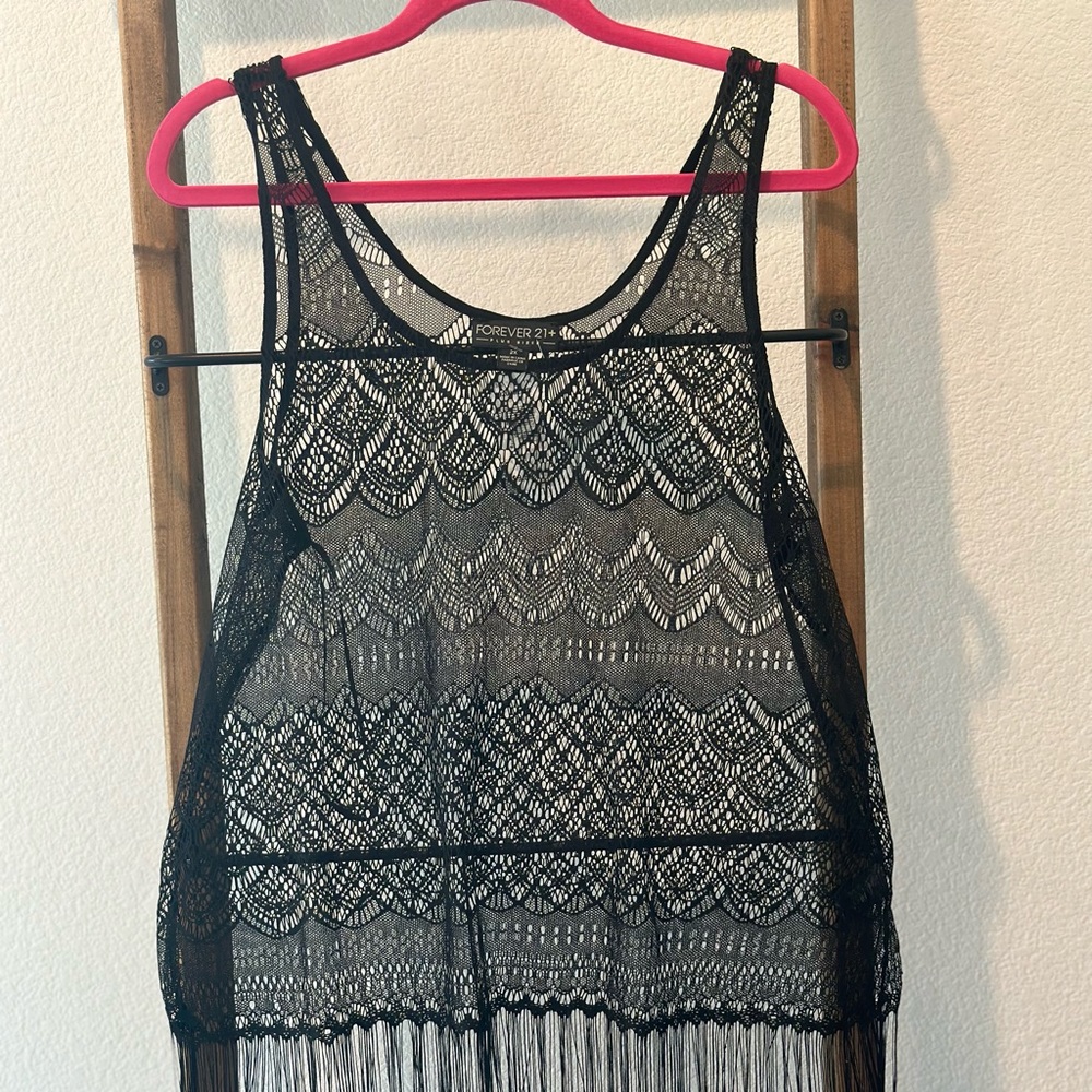 Black shirt with fringe